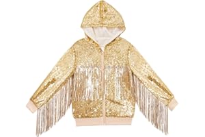 CHENBAO Tessel Girls Sequin Jackets Kids Boys Bomber Hoodie Jacket Zip Up Coat Sparkle Outwear Birthday Clothes