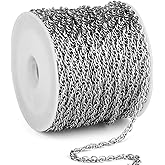 33 Feet Stainless Steel Twisted Cable Chains Roll, 2.5mm 304 Stainless Steel Double Links Rope Chain Bulk Spool for Jewelry Making DIY Craft