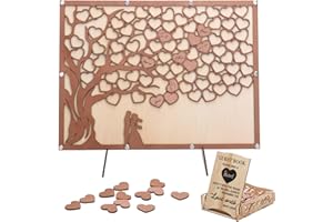 HYMENEX Wedding Guest Book Alternative, Guest Book Wedding Reception with Wooden Hearts Guest Book Signs for Wedding Anniversary Birthday Party Baby Shower