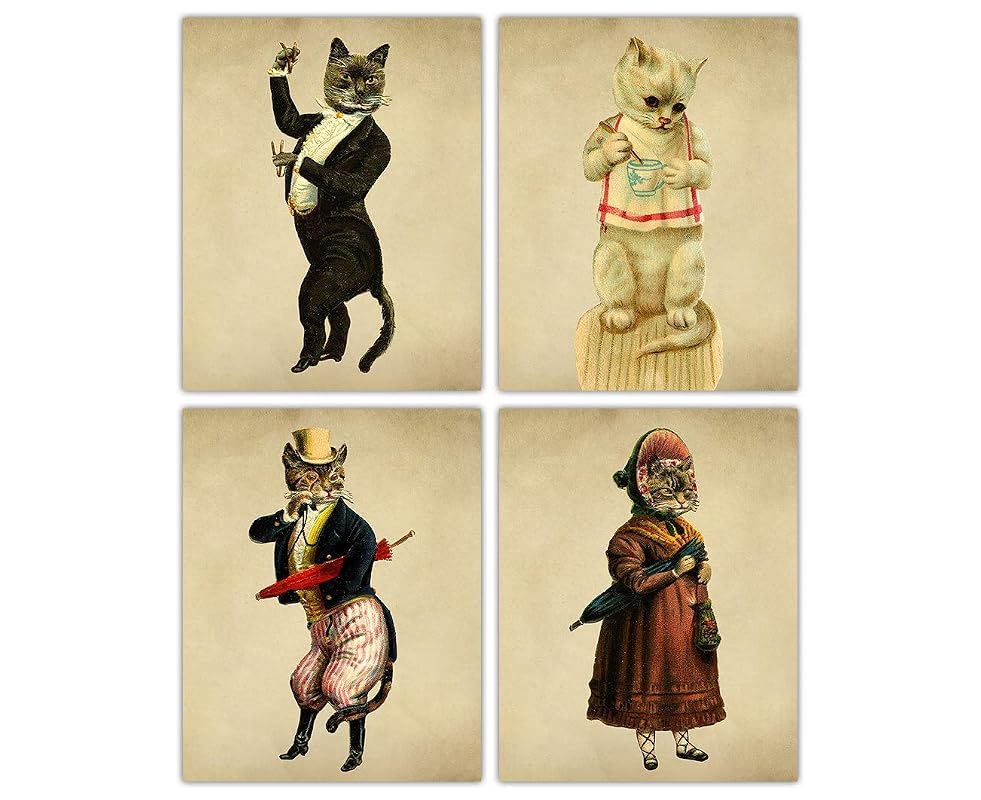 Paintings Original Artwork Victorian Cat Lady Dictionary Art Print Cat Lover Gift Cat Poster For Wall Funny Victorian Art Unique Victorian Decor Cat Painting Cat Decor Cute Cat Wall Decor Cat Wall