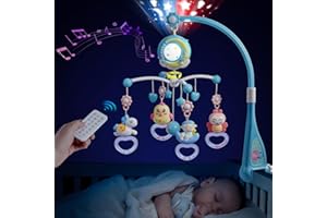 Baby Musical Mobile Crib with Music and Lights, Timing Function, Projection, Take-Along Rattle and Music Box for Babies Boy G