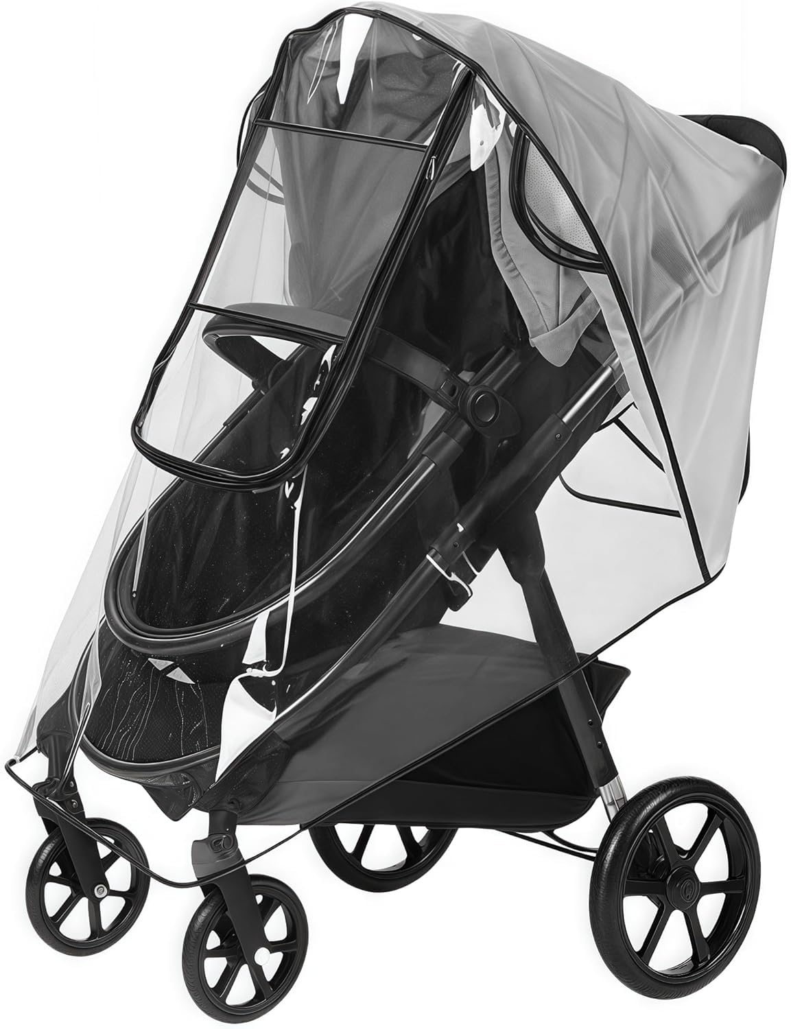 Universal Rain Cover for Pushchair, Universal RainCover for Pram Transparent Eva Stroller Shield Pram Windproof Waterproof with Water Resistant Zip, Well Ventilated