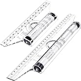 Frienda 2 Pieces Plastic Rolling Ruler Parallel Drafting,6 Inch, 12 Inch | Transparent Measuring Tool for Drawing Parallel Lines, Architect Office Math Design, Engineer Student Drafting Supplies