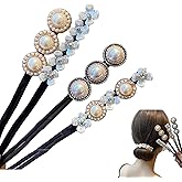QOOWFEANIG 4 Pack Hair Bun Maker, Tie Dye Deft Bun for Women With Pearl and Flower, Magic Twist Hairpin Lazy Curler Reusable 