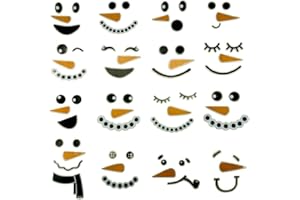 Maydahui 16 Pieces Snowman Face Wall Stickers Cute Christmas Snow Man Wall Decals 11 Inches Refrigerator Stickers Window Cling Decal Xmas Decorations