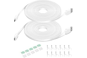 DIANMU 2Pack 20FT Flat Power Extension Cable for Wyze Cam v4/v3/OG/v3 Pro, Blink Mini, Kasa Indoor, Blink Mini Pan, SimpliSafe, Charging Power Cord for Security Camera (Not for WyzePan v3, Not Type-C)