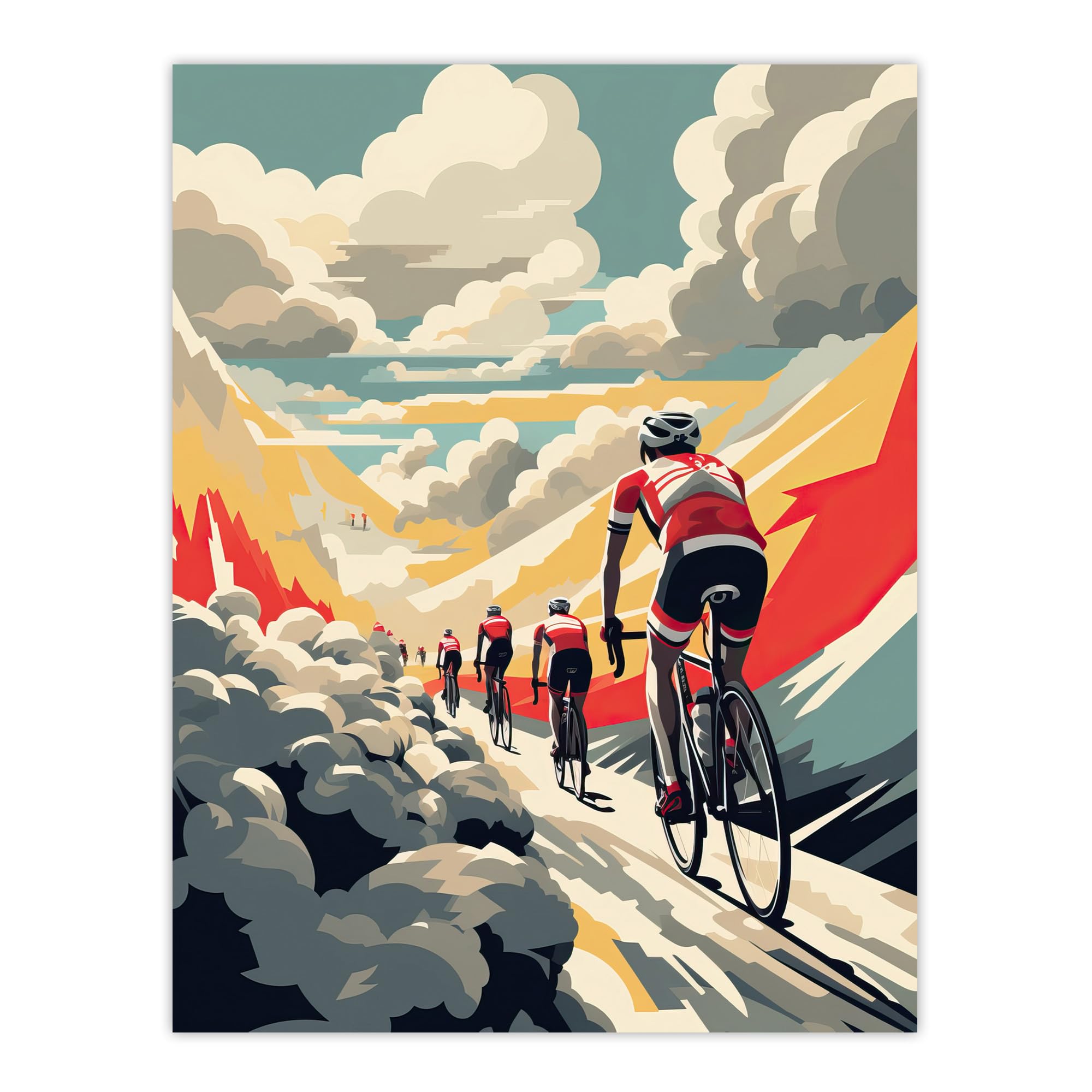Modern Cycle Road Race Artwork Paris Roubaix Hell Of The North Haute Route Cycling Painting Large Wall Art Poster Print Thick Paper 18X24 Inch