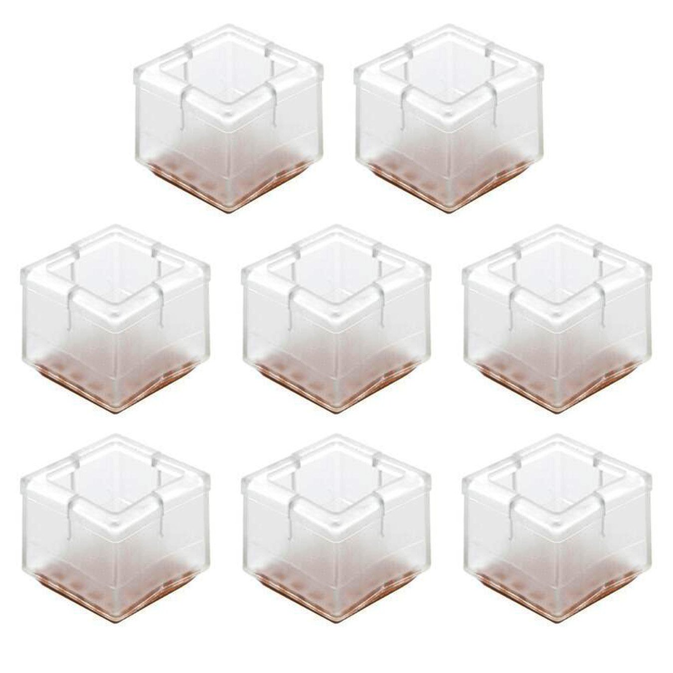 UOOOM 8 pcs Round Bottom Square Opening Chair Leg Caps Silicone Furniture Table Feet Protector Pads Floor Protector (3035-8#)