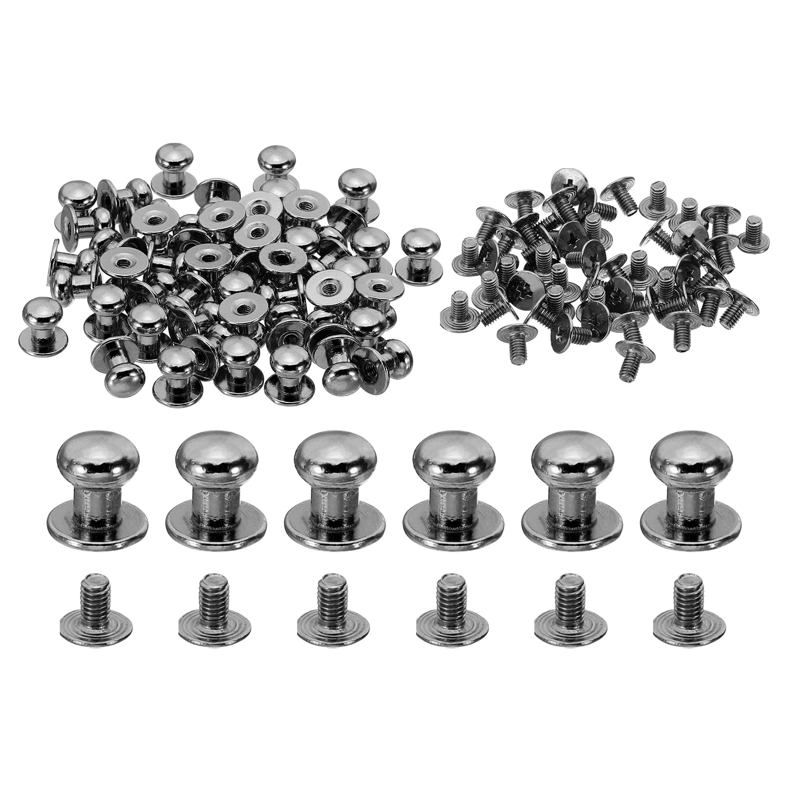 PATIKIL 8mm Leather Rivets, 50 Sets Round Button Head Studs Metal Screw Studs Posts Chicago Screws Rivet for Clothing Leather Crafts, Black