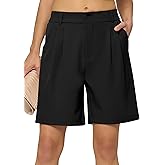 CHEERYAH Women's Bermuda Dress Shorts Wide Leg Long Shorts High Waisted Dressy Casual with Pockets 7"