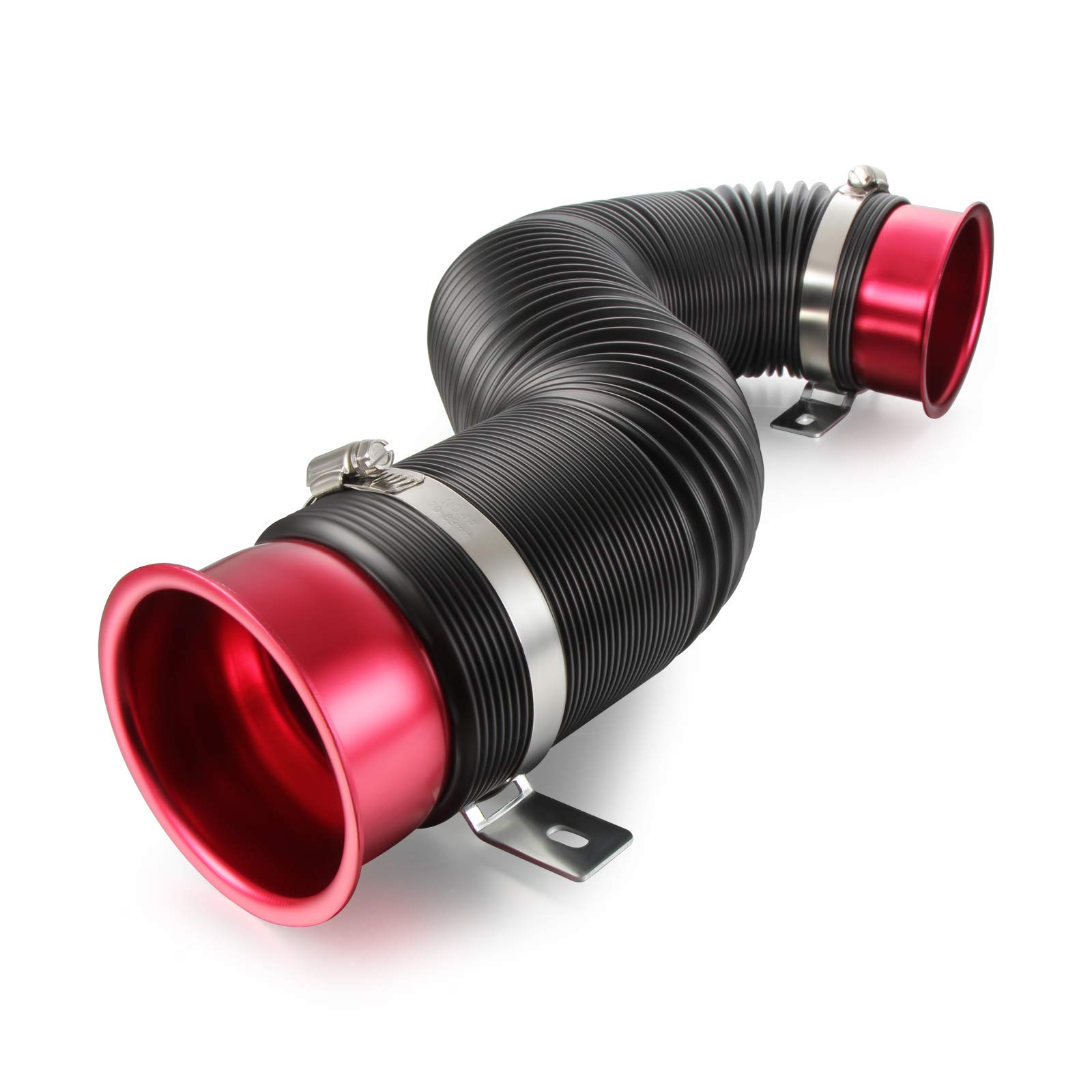 Madlife Garage Universal 3"(76mm) Cold Air Intake Flexible Induction Pipe Hose Kit(Red)