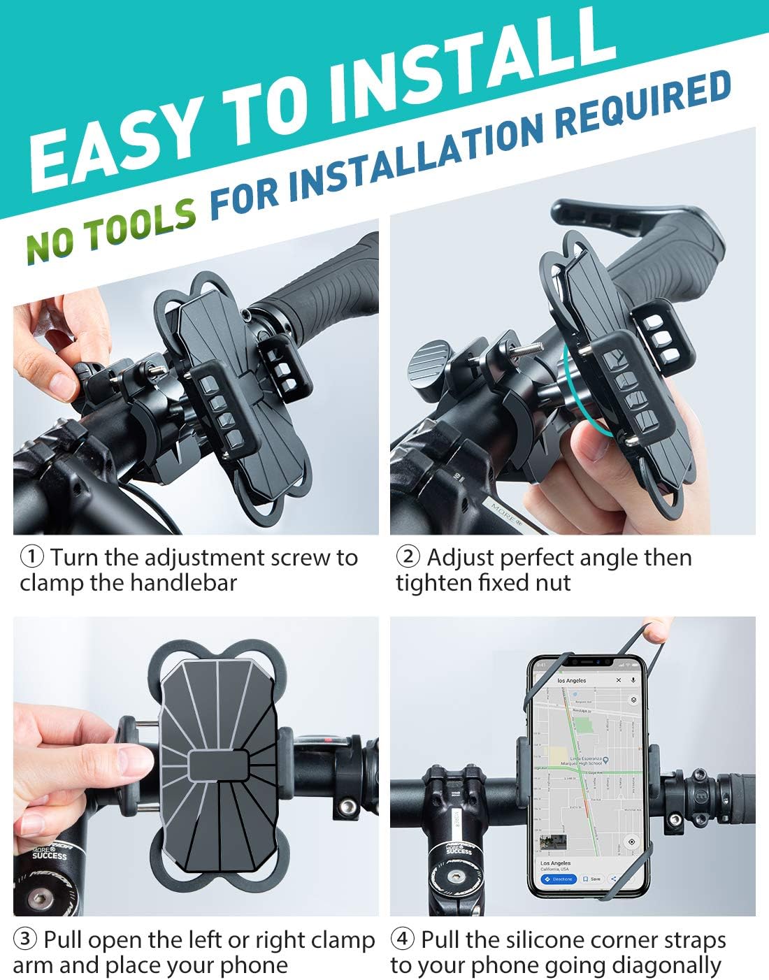 VICSEED Metal Bike Phone Mount [Ultra Stable & Anti Shake] Universal Motorcycle Phone Mount Cell Phone Holder for Bike Bicycle Mountain Handlebars Fit for iPhone 12 Pro Max 11 Galaxy S21 All Phones