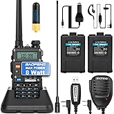BaoFeng UV-5R 8-Watt (3rd Gen) Handheld Ham Radio with 2 Rechargeable Battery, Dual-Band 2-Way Radio Handheld Walkie Talkies 
