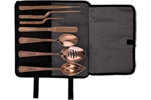 CREATIVECHEF 7 PCS Plating Tools Culinary Set Contains kitchen tweezers spatula Sauce plating spoon（Copper）