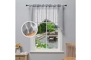 BD BEDA HOME Beda Home Tassel Linen Textured Swag Curtain Valance for Farmhouses’ Kitchen; Light Filtering Rustic Short Swag Topper for Small Windows Bedroom Privacy Added Rod Pocket Design (Grey 36x36-2PCs)