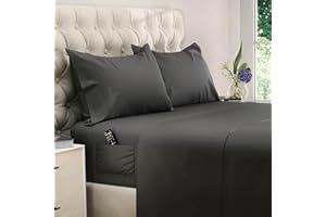 DREAMCARE Queen Size Sheets - Cooling Bed Sheets - 4pcs Set - Queen Sheet Set - Sheets Queen Size Bed - Queen Size Sheet Sets - Soft & Long Lasting 100% Fine Brushed Polyester with Side Pocket - Grey