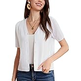 GRACE KARIN Women Short Sleeve Cropped Cardigan Crochet Knit Lightweight Button Down V Neck Bolero Sweater Top 2025
