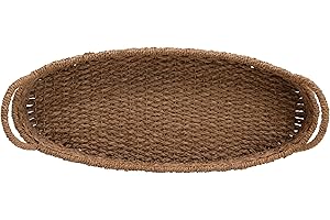 CREATIVE CO-OP Decorative Oval Woven Seagrass Tray with Handles