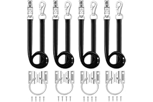 GOVIICTRICH 4 Pack Heavy-Duty Cross Ties for Horse - Adjustable Nylon Cross Ties with Panic Snap and Bull Snap (56.5"-98.4"), All-in-One Set with 4 Pack Tie Rings & 16 Matching Screws. Professional Horse Supplies