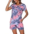 ENJOYNIGHT Womens Pajama Shorts Sets Cotton Pjs Summer Cute Sleepwear with Pockets