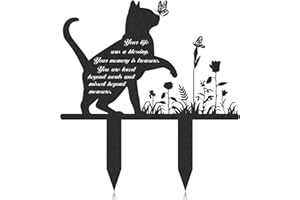 Rngmsi Memorial Pet Grave Markers, Metal Cat Garden Stake Plaque Cemetery Outdoors, Waterproof Pet Headstone Memorial(13.4 X 12 in)