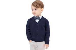 Lilax Baby Boys Basic Long Sleeve V-Neck Classic Knit Cardigan Sweater