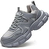 Hogent Steel Toe Shoes for Women Men Wide Non Slip Composite Work Sneakers Indestructible Comfortable Safety Tennis Shoes Lightweight Breathable Construction Sneakers Puncture Proof Ergonomic Design