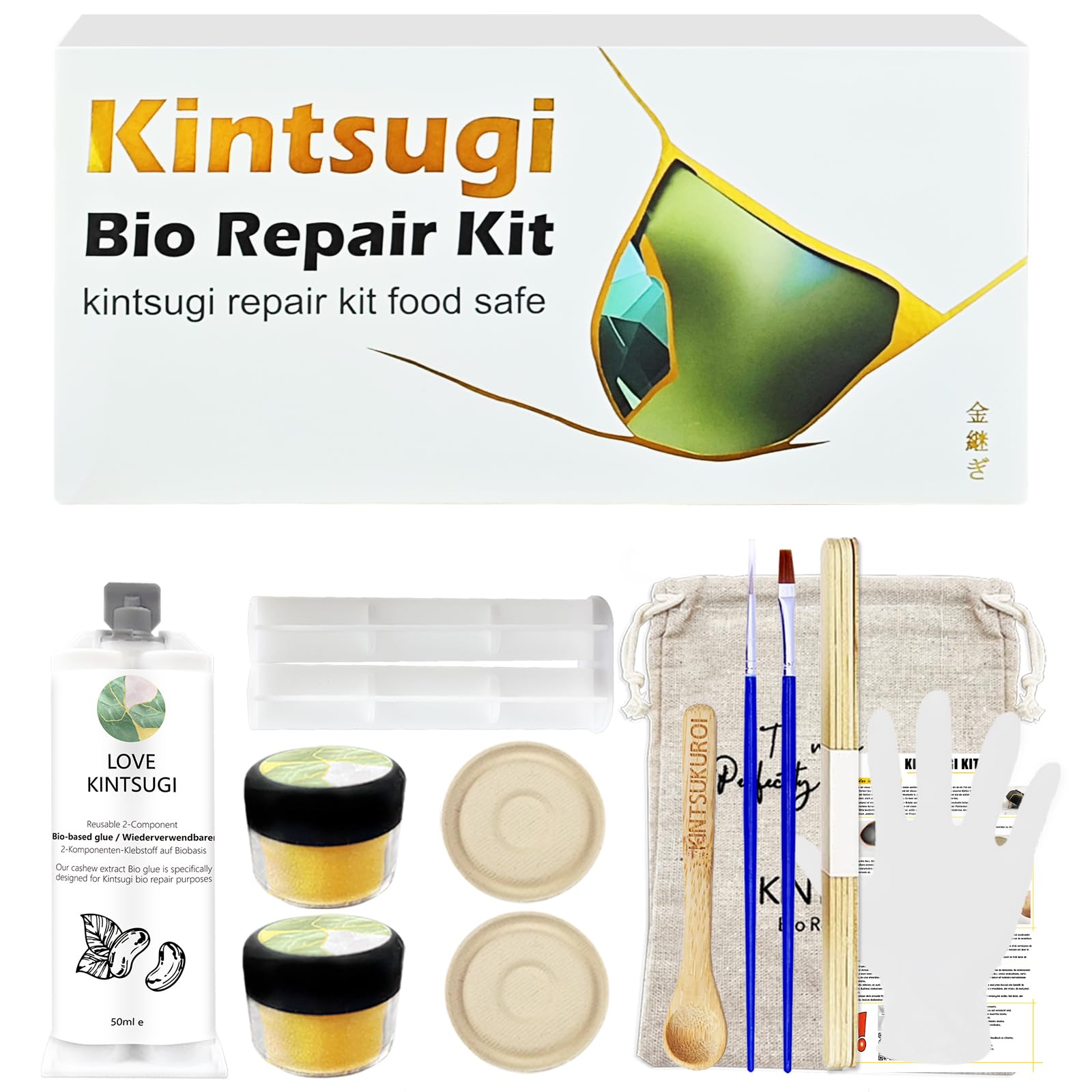 Photo 1 of Kintsugi Repair Kit Gold?Kintsugi Repair Kit Food Safety Quickly Repair Your Precious and Meaningful Pottery?Japanese Gold Repair Kit Can Be Used to Repair Ceramics, Glass, Pottery