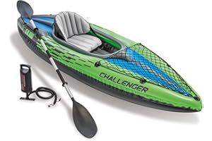 INTEX Challenger Inflatable Kayak Series: Includes Deluxe 86in Kayak Paddles and High-Output Pump – SuperStrong PVC – Adjusta