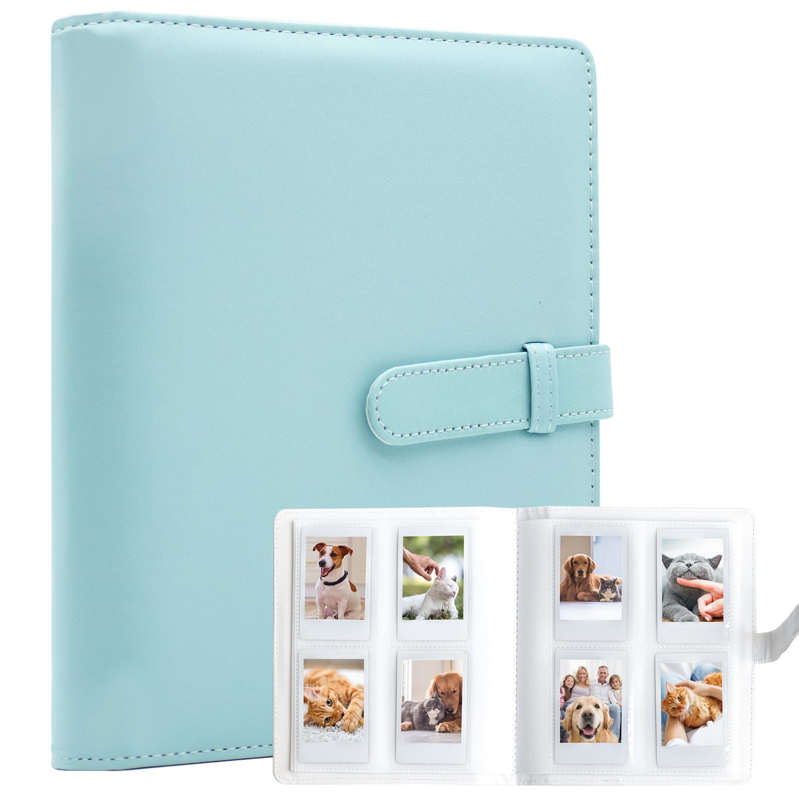 Amimy 256 Pockets Photo Album for Fujifilm Instax Mini LiPlay 11 12 90 70 50S 26 25 9 8+ 8 7S Instant Camera, Photocard Binder Holder for Polaroid Instant Camera Printer (Ice Blue)