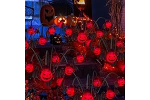 BEHILLER 2PACKS 12LED Halloween Decorations Solar Garden Lights Outdoor,3D Scary RED Bat&Pumpkin Swaying Firefly Lights for Spooky Halloween Party Gifts Decor,Solar Halloween Path Lights for Yard/Grave Decor