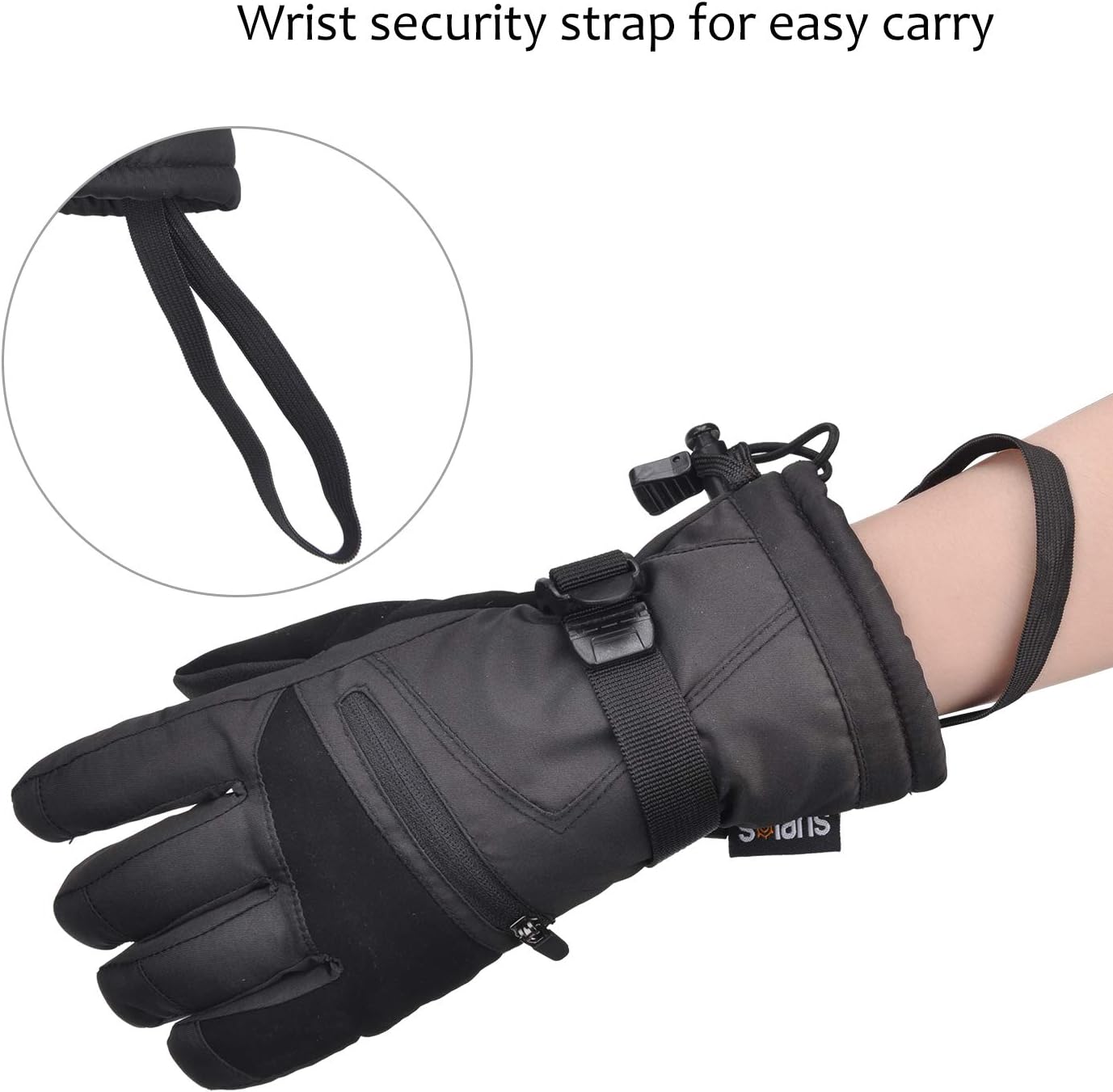 Ski Gloves, Winter Warm Cozy 3M Thinsulate Outdoor Windproof Snowboard Gloves for Women, Youth, Kid, Skiing, Snowboarding, Motorcycling, Shoveling, with Pocket & Wrist Leashes : Sports & Outdoors