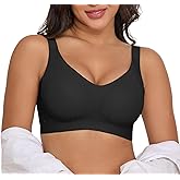 Xcutting Lace Vertical Stripe Pull Up Bras for Women No Underwire Wireless Seamless Bralette Comfort Supportive Full Coverage