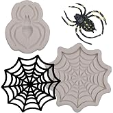 Spider Silicone Resin Molds Spider Web Cake Decorating Molds for Halloween Cake Decoration Chocolate Cupcake Topper Candy Polymer Clay Gum Paste Epoxy Resin DIY