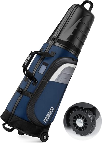 Findway Golf Travel Bag with Wheels 1680D ABS Hard Shell Blue