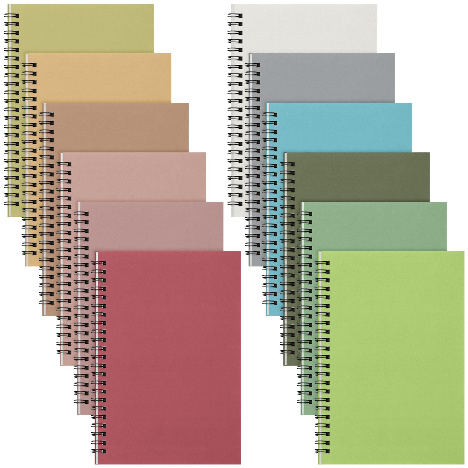 Photo 1 of Fuutreo 12 Pcs Spiral Notebook for Work A5 8.3 x 5.7 Inch College Ruled Spiral Journal Notebook Kraft Cover Ruled Paper, 12 Color, 60 Sheets, 120 Pages for Office School (Jewel Color)