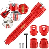 ELEGICKLIP 14-in-1 Multi-functional Wrench Faucet Sink Installer Tool for Toilets and Kitchens - Red Plumbers Wrench