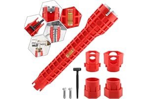ELEGICKLIP 14-in-1 Multi-functional Wrench Faucet Sink Installer Tool for Toilets and Kitchens - Red Plumbers Wrench