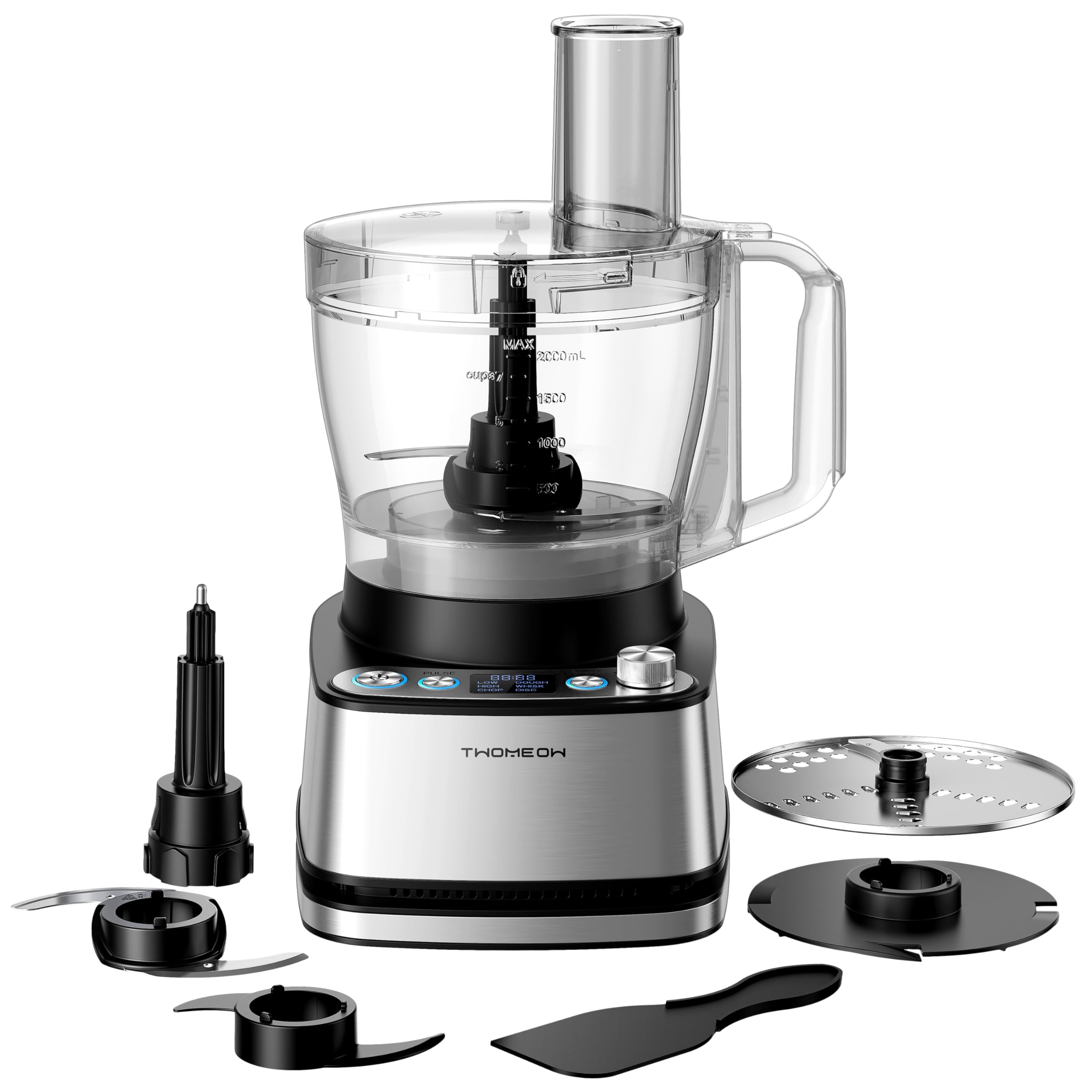 Photo 1 of TWOMEOW Food Processor, 4 Programs & Pulse,1000W Max Power,12 Cups Total Volume for Slicing, Mincing, Dicing, Shredding, Puree, Dough and Vegetable Chopper Clean Bowl Scraper, Stainless Steel