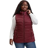 HHE Women's Plus Size Packable Puffer Vest 1X-6X Lightweight Water-Resistant Hooded Quilted Puffy Vest