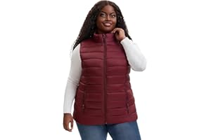 HHE Plus Size Women's Packable Puffer Vest 1X-6X Water-Resistant Quilted Puffy Vest (Exclusively for Plus Size)