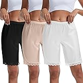 Chicingyou 3 Pack Slip Shorts for Women Under Dress Pettipants Lace Trim Slips Culotte Anti Chafing Summer Split Skirt