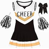 CIFITERY Cheerleader Costume for Girls Black White Cheerleading Outfit For Kids Cheer Up Halloween Dress Up Cheerleader Gifts