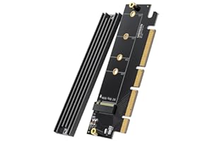 UGREEN NVMe Adapter, M.2 SSD M and M+B Key to NVMe PCIe 4.0 X4 X8 X16 Slot Card with Heat Sink, Up to 64Gbps Max, Size for 22