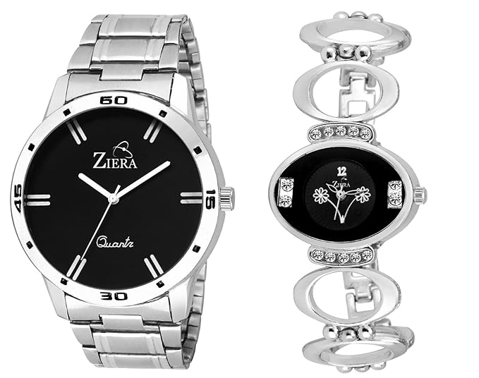 Ziera Analogue Black Dial Womens & Mens Couple Watch_Zr7065-8001