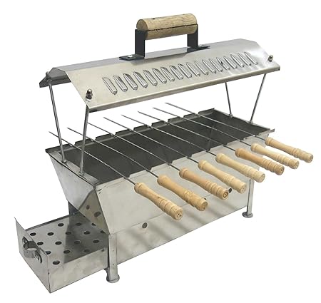 Fabrilla Compact Charcoal Barbeque Grill Set (Silver)