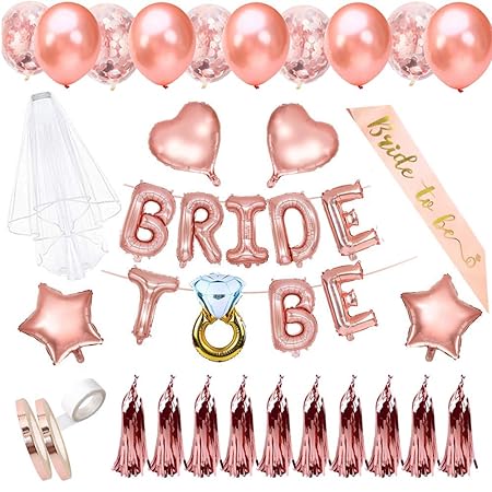 Hen Party Decorations Vibury 50 Pack Rose Gold Bride Decorations