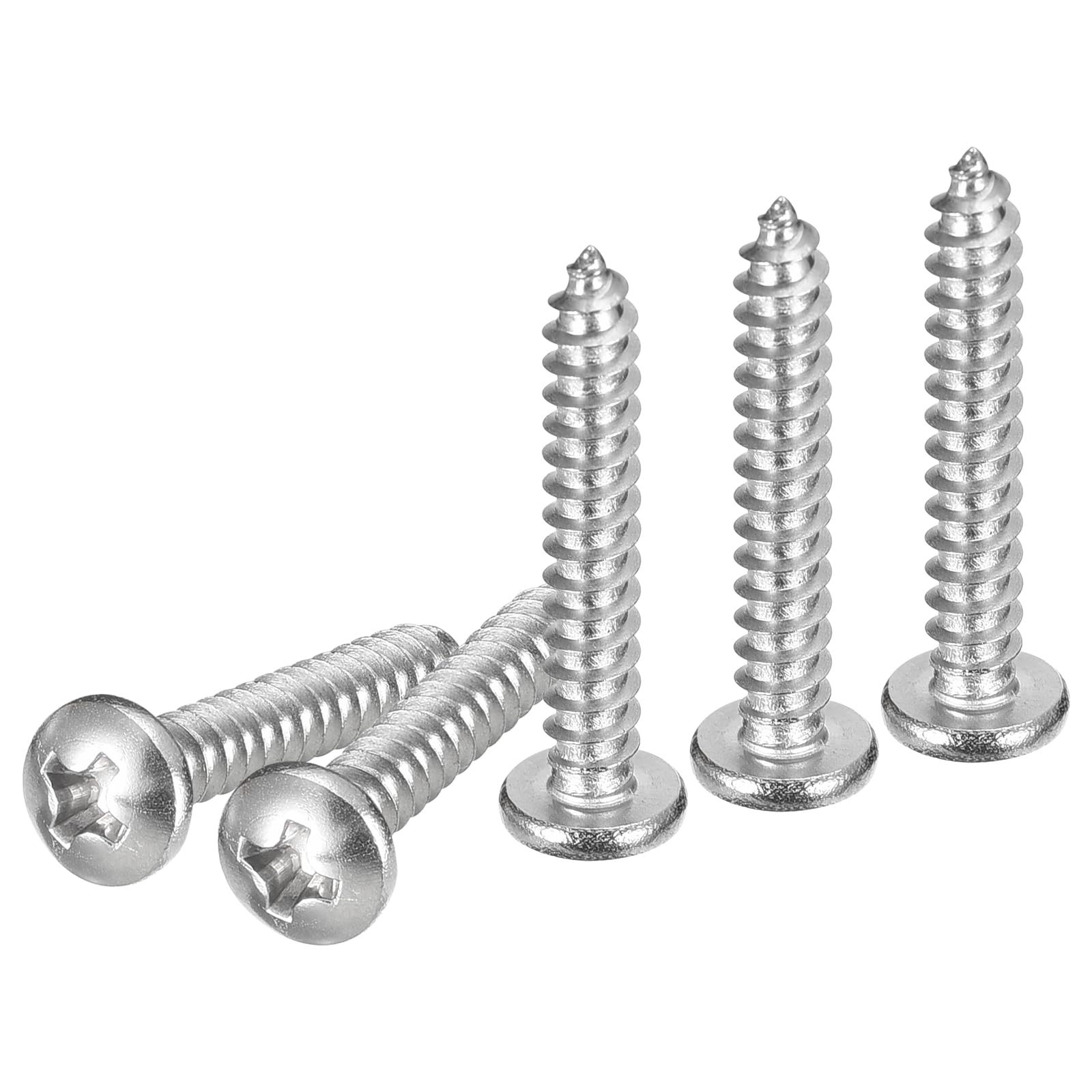 DTGN #7x1" Silver Screws - 50Pack - 304 Stainless Steel Pan Head Phillips Screw — image 1