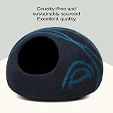 MEOWFIA Cat Cave Premium Felt Bed Merino Wool Large Black Aqua view 6