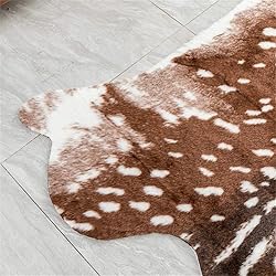 Faux Cowhide Area Rug, Sika Deer Print Hide Rug